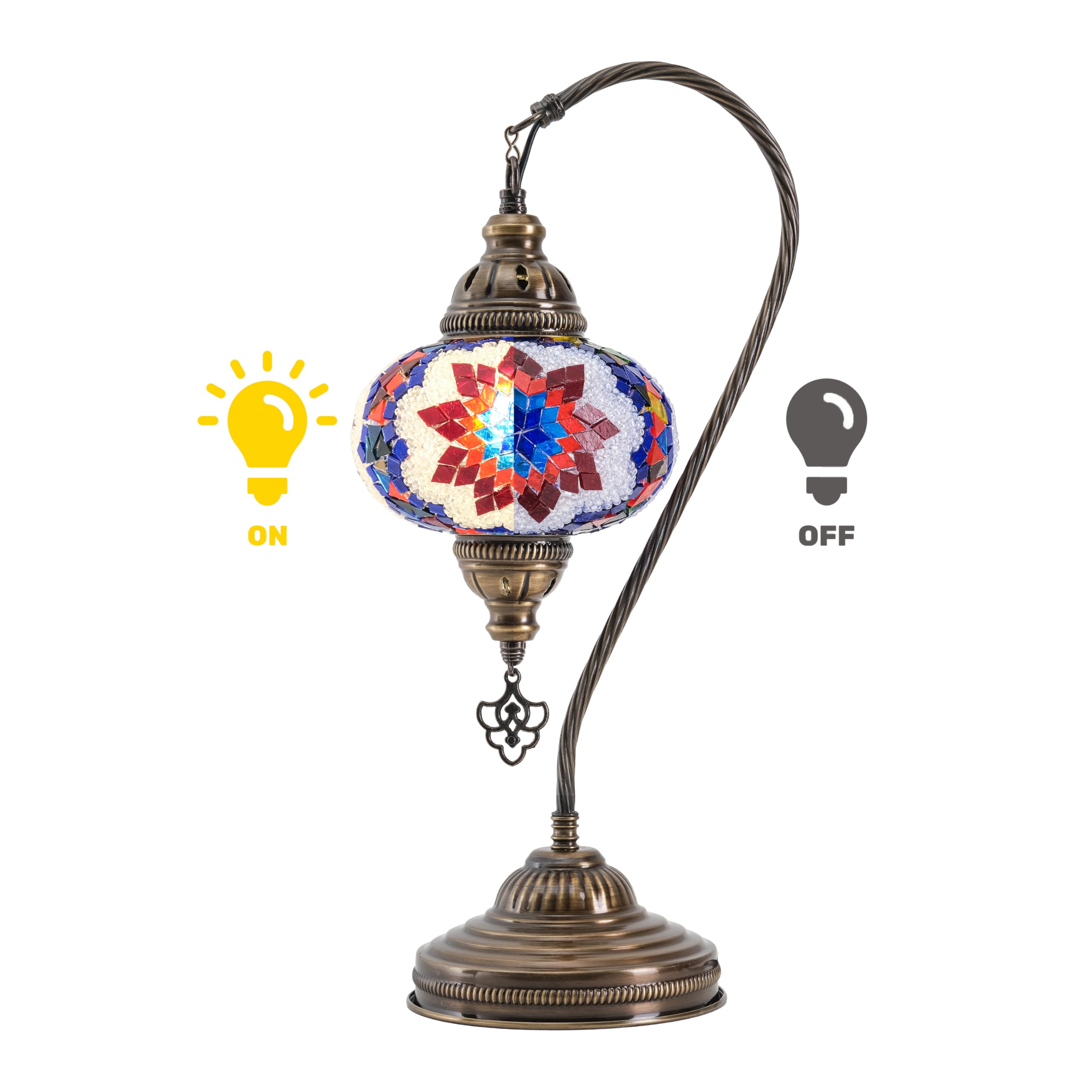 Mozaist Turkish Mosaic Lamp with Bulb – Moroccan Gooseneck Table